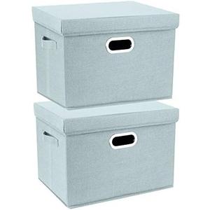 TYEERS Collapsible Storage Bins With Lids, Large Fabric Storage Boxes - 2 Pack - Aqua Spring