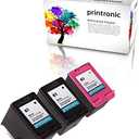 Printronic 3 Pack Remanufactured HP 61 Ink Cartridge for HP Envy 4500 5530 Deskjet 2540 1510 2050 3050 OfficeJet 4630 Printers (2 Black 1 Color)