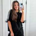 Dqbeng Womens Casual Summer 2 Piece Sets Cotton Short Sleeve Tshirt Matching Shorts Athleisure Set with Pockets (Black)