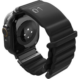 Energy Link Compatible with Apple Watch Band 42mm 44mm 45mm 49mm for Women Man, Band Charging, Silicone material, Outdoor Waterproof (Black+Black metallic)