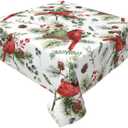 AEIOAE Christmas Tablecloth 54 x 54 Inch Square, Winter Red Birds Pine Tree Branch Table Cloth, Holiday Tablecloths Farmhouse Decorative for Home Kitchen Dining Party