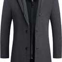 iCKER Mens Trench Coat Winter Wool Blend Jacket Overcoat Long Top Coat Warm Pea Coat (XX-Large, 1908-grey)