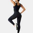 Women Rompers Jumpsuits Leotards Bodysuit One Piece Tank Top Outfit Tummy Control Workout Jumpers Body Suits (Black, M)