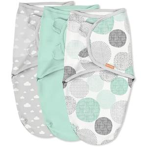 SwaddleMe by Ingenuity Original Swaddle, 100% Cotton, Improves Sleep & Calms Startle Reflex, 0-3 Months, 2-Pack - Floating Geo