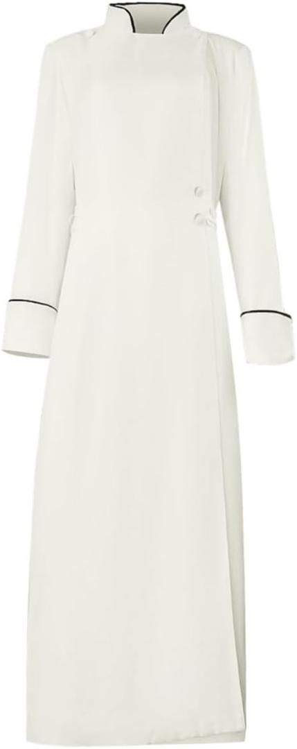 Medieval Long Clergy Robe Church Priest Costume Pastor Cassock Robe for Halloween Cosplay Party (Large)