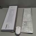 Wireless Keyboard and Mouse Combo - Full Size Slim Thin Wireless Keyboard Mouse with Numeric Keypad 2.4G Stable Connection Adjustable DPI (White & Silver)