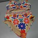 Herseas Womens 2 Piece High Waisted U Wire Bikini Set Floral Print Swimsuit Crisscross Back Bathing Suit Beach Swimwear, Medium