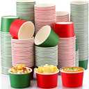 Umigy 180 Pcs Christmas Paper Ice Cream Cups 9 oz Xmas Red Green Disposable Dessert Bowls Paper Snack Paper Cups Soup Cups Christmas Party Supplies for Hot or Cold Food Party Supplies