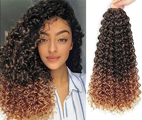 8 Packs 18 inch GoGo Curl Crochet Hair for Black Women Water Wave Curly Crochet Braiding Hair Ocean Wave Beach Curl Wavy Crochet Hair Extensions (Pack of 8, 1B/27#)