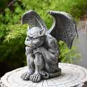 OwMell Gargoyle Statue Garden Guardian Sculpture Figurine Gothic Indoor Outdoor Garden Decor Statue 7 Inch - Sitting