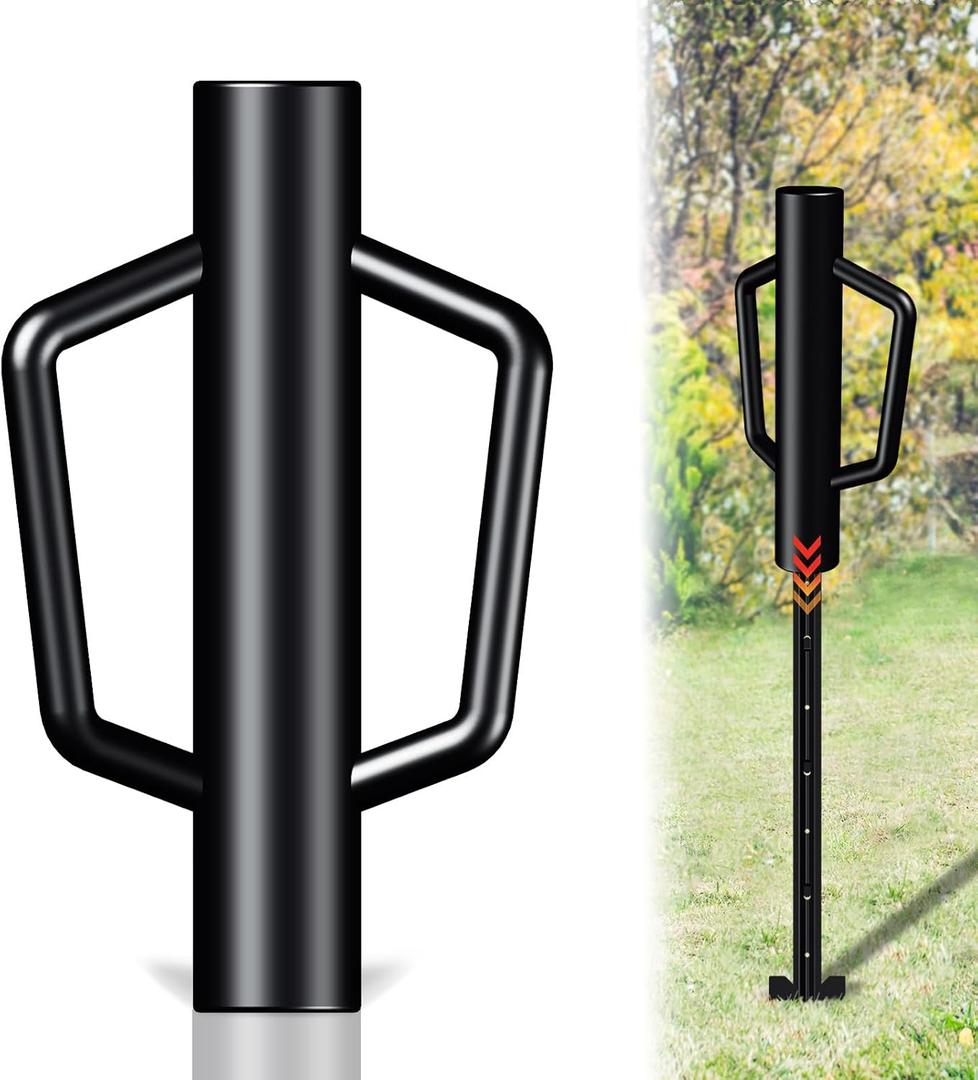 Fence Post Driver with Handle,12LB Hand Post Pounder,2.7 inches Inner Dia. Pole Rammer, Farm Wire Fencing for T Posts, Metal Fence Stake and Sign Posts, Black