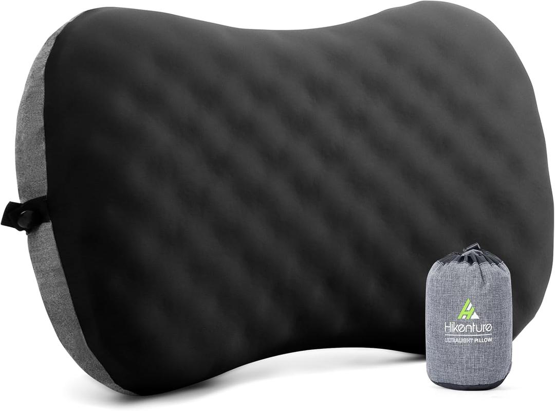 Hikenture Camping Pillow with Soft Foam, Extra-Comfort Inflatable Pillow with Removable Cover, Compact Portable Backpacking Pillow