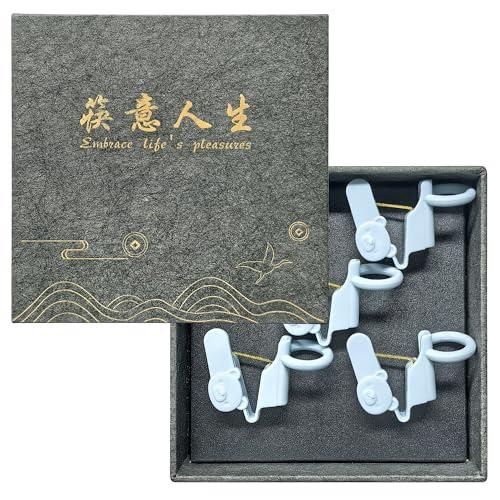 Chopsticks Helper, 5 set Light Blue Holders for 0.276-inch Diameter Chopsticks,Training for kids and Adults,Gift Box Set