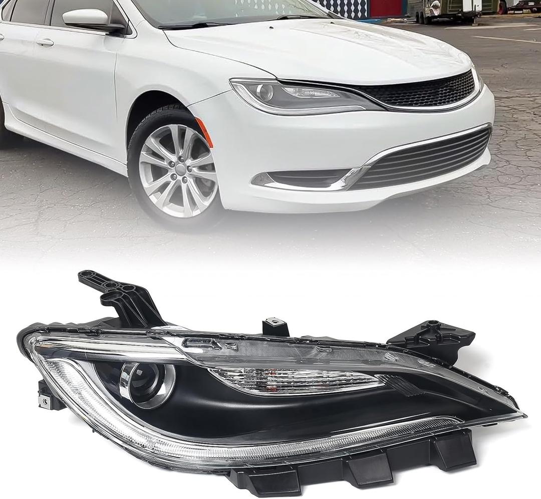Huray Halogen Headlight Assembly Fit for Chrysler 200 2015 2016 2017 RH Projector Headlamp w/o LED DRL OE Style Replacement for CH2503260 68284785AA Right Passenger Side