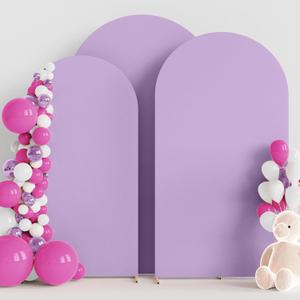 Wokceer Wedding Arch Backdrop Cover (7.2FT, 6.6FT, 6FT) Set of 3 Spandex Fitted Wedding Arch Stand Covers for Round Top Chiara Backdrop Stands Cover for Birthday Party Ceremony Decor Lavender