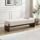 Christopher Knight Home Arden Minimalist Style Rectangular Loop Yarn Fabric Ottoman Bench, Rubberwood Frame, Entryway Bench, Living Room Sofa Extra Seat, End of Bed Footstool, Beige+Brown, 18.50''d X 64.17''w X 18.43''h