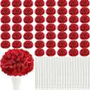 Artificial Hydrangea Flowers 104 PCS Faux Silk Hydrangeas Flowers Heads with Stems for Valentine's Day Wedding Centerpieces Home Garden Baby Shower Party Decoration (Red)