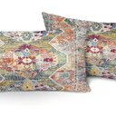 Set of 2 Boho Pillow Covers 12"x20" Blue Bohemian Carpet Double Sided Pattern Linen Pillowcases Cushion Cover for Farmhouse Couch Sofa Bed Decorative, Only Pillowcase