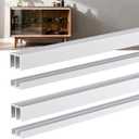 2 Sets 3FT Aluminum Sliding Door Track for 1/8" Thick Panels Closet Glass Doors Pet Cabinet Door Hardware Window Sliding Track System (Silver)