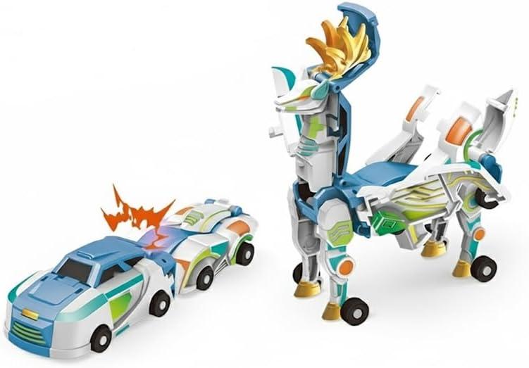 Collision Transforming Deer Car Toy, 2-Pack Magnetic Animal-Shape Change Cars, Fun Gift for Boys and Girls (Blue)