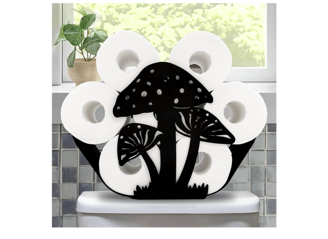 Teaeeno Mushroom Toilet Paper Holder, Funny Animal Paper Storage for Bathroom, Metal Stand Decor Organizer Holds 8 Rolls