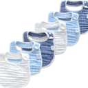 MUKIN Baby Muslin Bibs and Burp Cloths, 6 Pack, Soft Absorbent Cotton, Adjustable