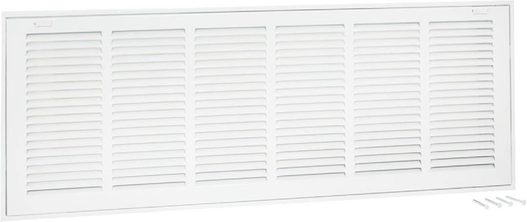 EZ-FLO 30 x 10 Inch (Duct Opening) Return Air Vent Cover for Wall or Ceiling, Solid Steel Return Air Filter Grille, HVAC Vent Cover, White, 61672