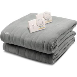 BIDDEFORD BLANKETS Comfort Knit Electric Heated Blanket with Analog Controller, Queen, Grey