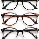 3 Pack Reading Glasses Spring Hinge Stylish Readers Black/Tortoise for Men and Women (3 Mix, +2.0)