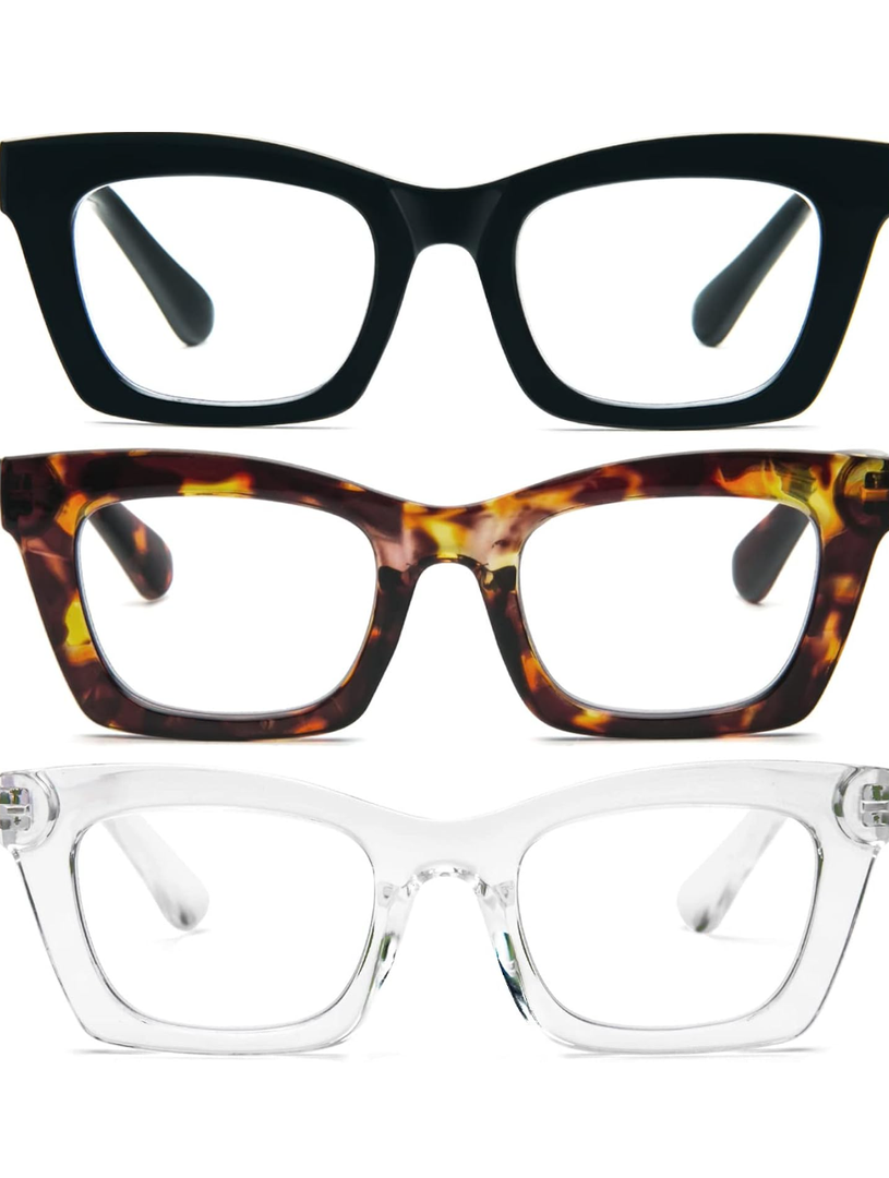 CCVOO Oprah Style Reading Glasses Women - Lightweight Readers with 99% Blue Light Blocking - UV 400 Cheaters with Spring Hinge