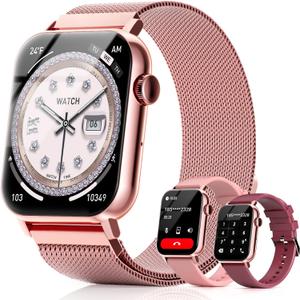Smart Watches for Women, 1.83'' HD Fitness Tracker with Answer/Make Calls, Heart Rate/Sleep/SpO2 Monitor, 120+ Sport Modes, IP68 Waterproof, Compatible iPhone/Samsung/Android (Rose Gold)