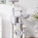 Hey-brother Cat Tree with Large Hammock, Multi-Level Cat Tower for Indoor Cats, Cat Condo with Sisal-Covered Scratching Posts and Top Perch, Light Gray MPJ050W