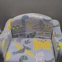 Comfy Toddler Chair and Couch for Kids with Blanket,2-in-1 Soft Plush Fold Out Toddler Couch for Girls and Boys,Convertible Sofa to Lounger for Playroom,Glowing Dinosaur (Green)