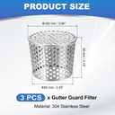 PATIKIL Gutter Guard Filter 4"-3.3", 3 Pack PVC Termination Cap Mesh Screen Vent Cover Stainless Steel Conical Exhaust Pipe Cover Guard Filter Strainer for Downspout Silver
