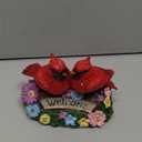 Solar Garden Statues 5.3" Couple Red Cardinal Figurines with Welcome Sign Waterproof Flower Garden Decor LED Lights for Outdoor Yard Patio Lawn Gifts for Mother Grandma Wife Sister Women