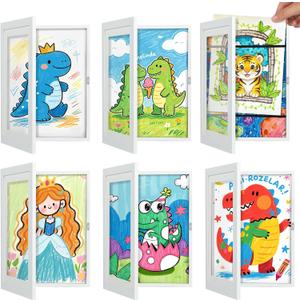 VZZNN 6 Pack Kids Art Frames, 8.5x11 Front Opening Artwork Display Changeable, Magnetic Wall Mount, Reusable Picture Frame for Drawings, Crafts & Playroom Décor, 12 inches by 9 inches