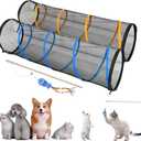 Cat Play Tunnel-for Indoor and Outdoor, Cat Play House, Cat Enclosures Easy to Connect with Two Zipper Doors,Product Size 67'' x 18'',2pcs /Set,Orange and Blue 2 Packs