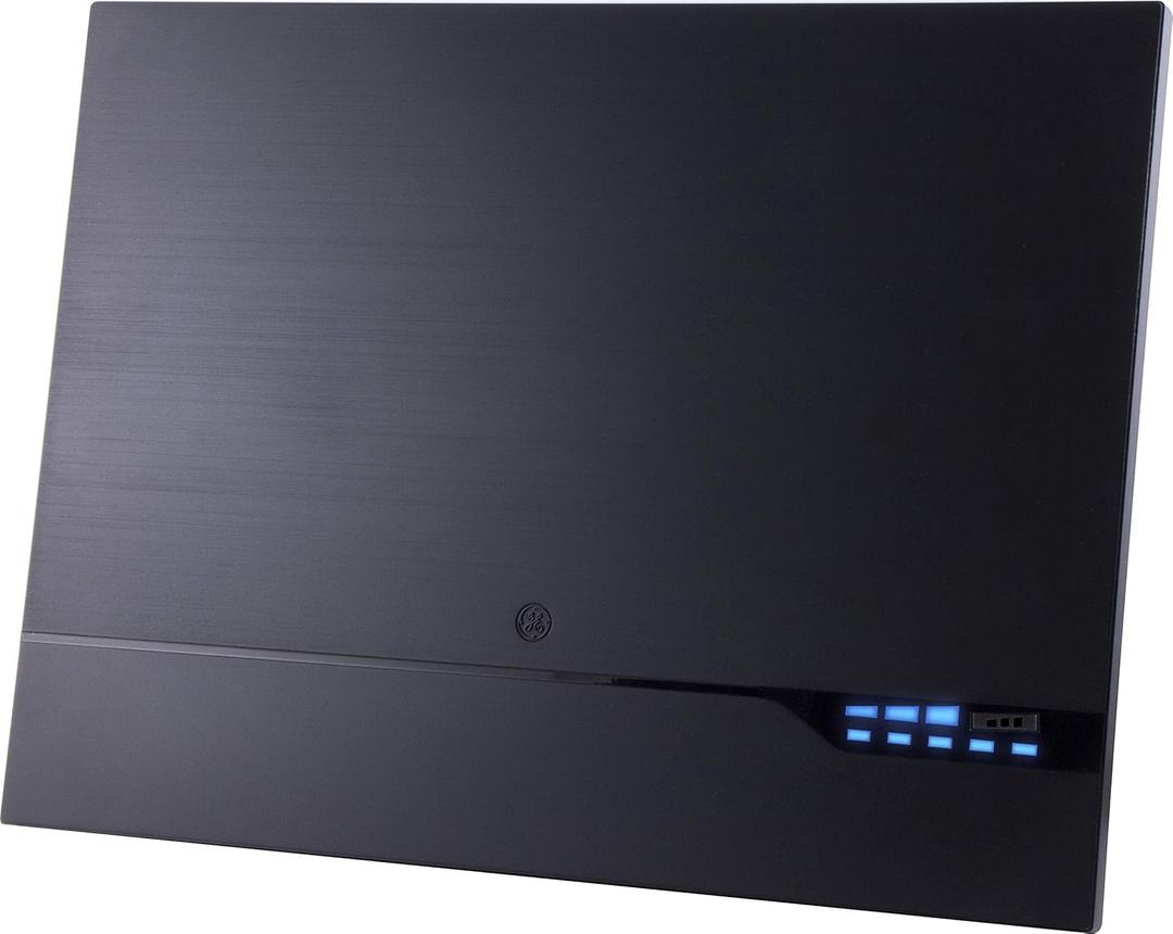 GE Amplified HD TV Antenna, LED Signal Strength Meter, Long Range, Supports 4K 1080P UHF VHF HDTV Channels, Amplifier Signal Booster, 10ft Coax Cable and AC Adapter, Indoor, 40529