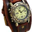 Leatrom Men's Watch Punk Retro Bracelet Watch for Men Fashion Men's Punk Hip -hop Leather Bracelet Watch (Retrol Brown)