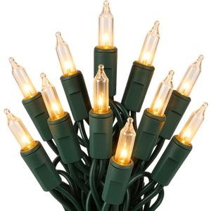 koopower 33ft 100 LED Battery Operated String Lights with Timer (8 Modes), IP65 Waterproof for Christmas Tree, Green String, Warm White