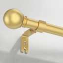Gold Curtain Rods for Windows 66 to 120 inches, 1 inch Diameter Heavy Duty Window Curtain Rod, Adjustable Length Long Curtain Rod Modern Design, Size:32"-120"
