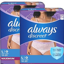 Always Discreet Adult Incontinence Underwear for Women and Postpartum Underwear, L, Up to 100% Bladder Leak Protection, 2pcs,   76 Count (Packaging May Vary)