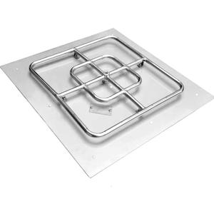 onlyfire Stainless Steel Square Fire Pit Flat Pan with Burner Ring Assembly, 18-Inch (Silver)