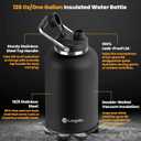 128 oz Insulated Water Bottle with Spout Lid and Handle, One Gallon Stainless Steel Double Vacuum Water Jug for Hot & Cold Drinks - Sweat Proof, Great for Travel, Hiking, Camping - Stainless