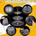 Patelai 8 Packs 3 Tier Crystal Acrylic Clear Cake Stand with Gold Round Holder Acrylic Cupcake Stand Holder for Home Wedding Holiday Birthday Baby Shower Tea Party (Clear)
