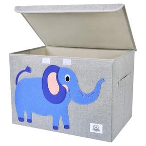Foldable Large Kids Toy Chest with Flip-Top Lid, Collapsible Fabric Animal Toy Storage Organizer/Bin/Box/Basket/Trunk for Toddler, Children and Baby Nursery (Elephant)