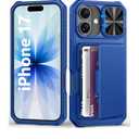 BXYJY for iPhone 17 Case Wallet with Card Holder (45 Cards), Slide Camera Cover, Military Grade Shockproof, Heavy Duty Shockproof Rugged Women Men Phone Case for iPhone 17 6.3" 2025, Roral Blue