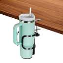 Desk Cup Holder for Stanley, Anti-Spill Cup Holder for Desk, Adjustable Clamp Cup Holder for Stanley Coffee Mugs YETI Bottles, Hydroflask, Owala - Black