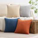 MIULEE Boho Farmhouse Throw Pillow Covers 18x18 Inch Set of 4 Summer Mordern Neutral Cushion Covers Soft Corduroy Nordic Home Decor for Couch Bed Sofa Living Room Blue-Yellow
