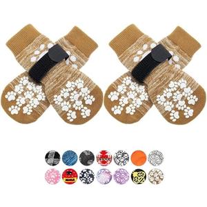 EXPAWLORER Anti Slip Dog Socks to Prevent Licking Paws, Dog Shoes for Hot Pavement, Dog Booties for Medium Senior Dogs, Traction Control Boots & Paw Protectors for Hardwood Floors, M